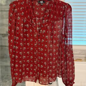 PAIGE Women's Burgundy Floral Blouse